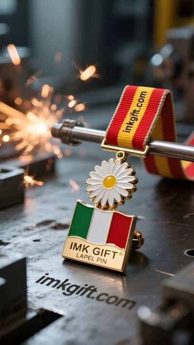 in995-Bandiera-tricolore-verde-bianca-e-rossa-e-medaglia-margherita-lo-spirito-italiano-che-fiorisce-nelle-avversità